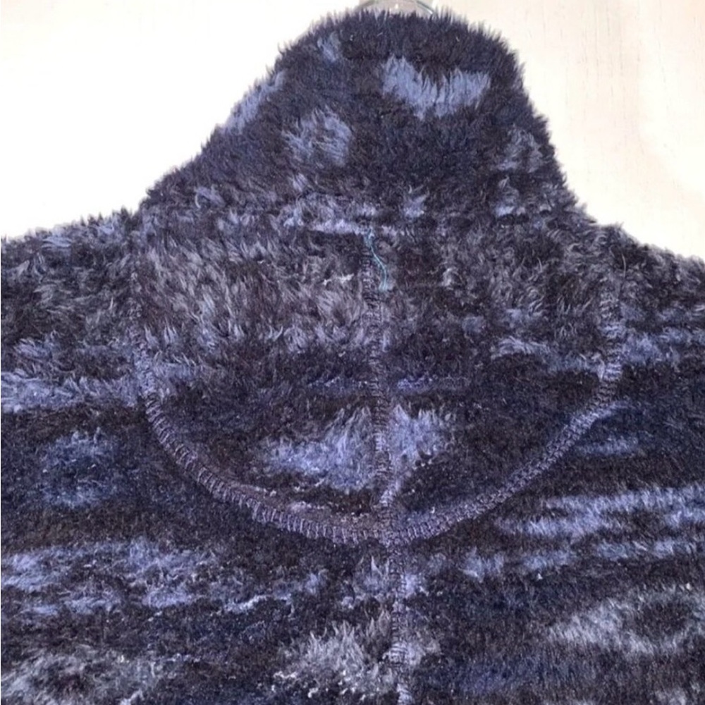 Men's Navy Patterned Zip-Up Sweater - Picture 4 of 9